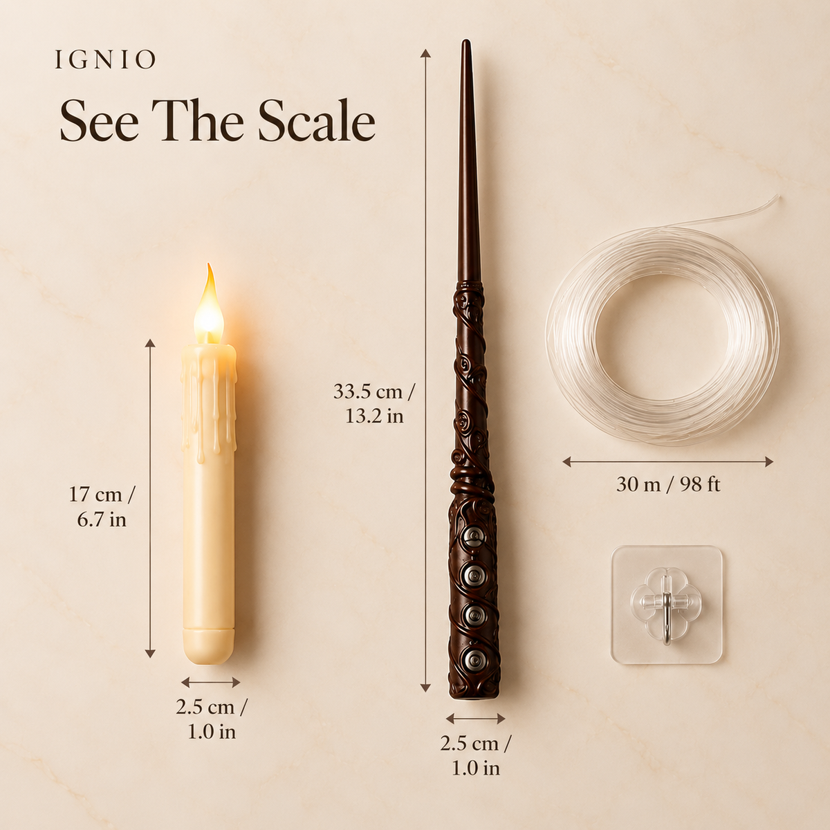 IGNIO Magic Wand + 12 Candles Set